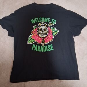 Black Graphic T-Shirt with Skull Design
